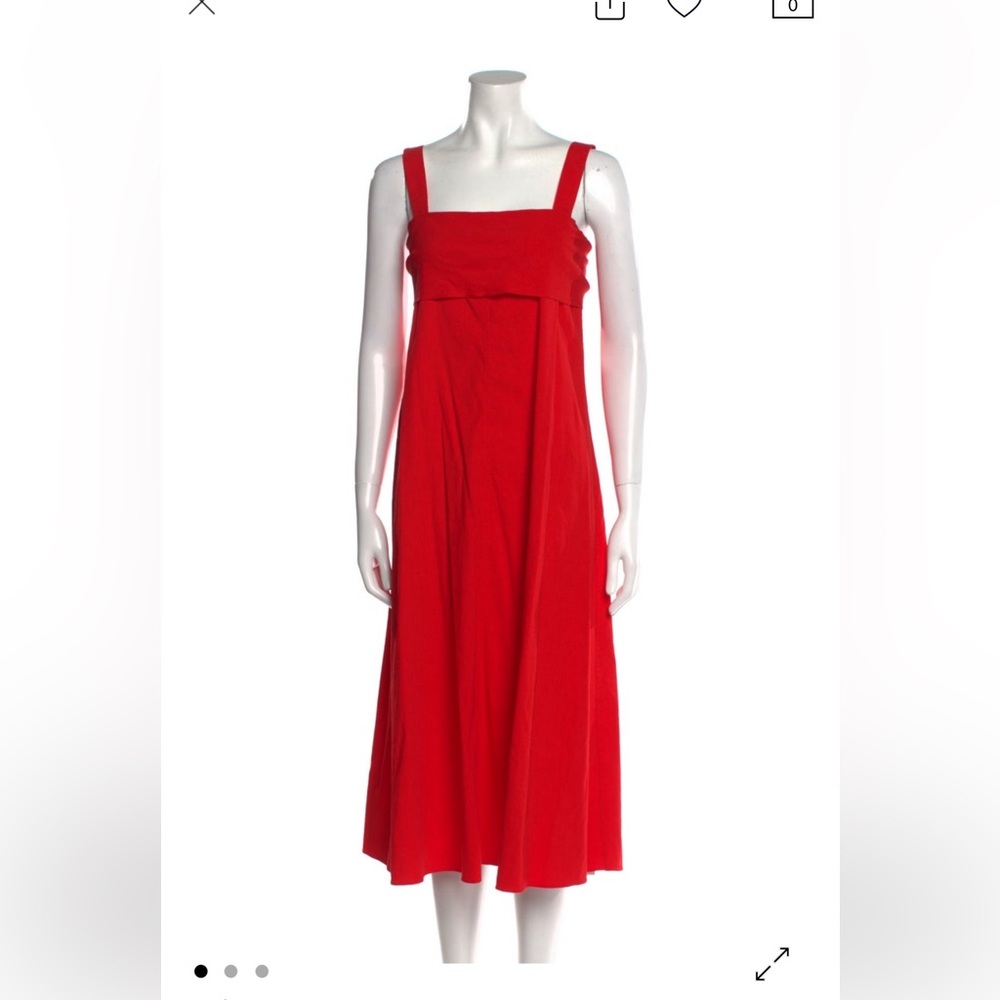 Theory square neckline linen red midi dress